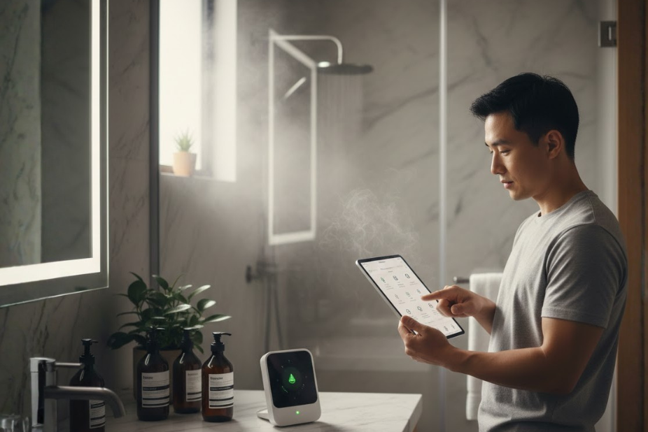 Examining what’s in shower steam, bathroom products, and indoor air first thing in the day.
